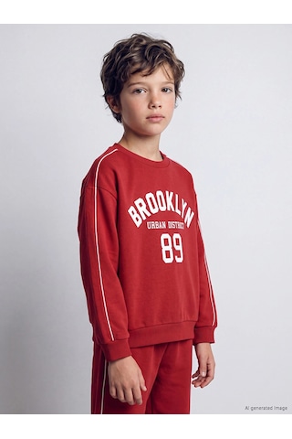 LC Waikiki Lcw Kids Kırmızı Baskılı Erkek Çocuk Eşofman Takım Red