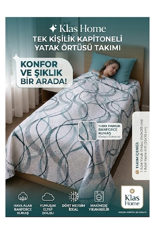 Çok Amaçlı Kapitone Pike Takımı-tek Kişilik Çok Renkli