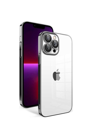 Zeyline Apple Uyumlu iPhone 13 Pro Kamera Korumalı Renkli Çerçeveli Zore Garaj Kapak-siyah
