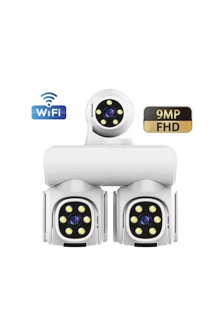 9mp Fhd Üç Lensli Wifi Ptz Kamera Full Hd, İcam365 App, Gece Görüş, Ip66 Su Geçirmez