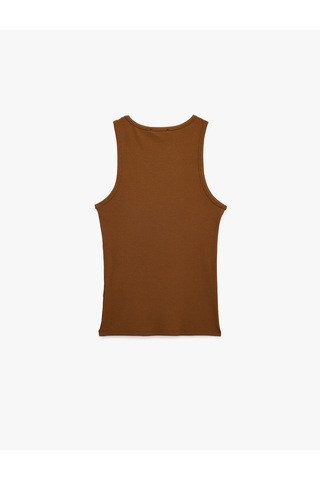 Koton Kolsuz Pamuklu Bisiklet Yaka Slim Fit Atlet Kahverengi 6sam30001mk