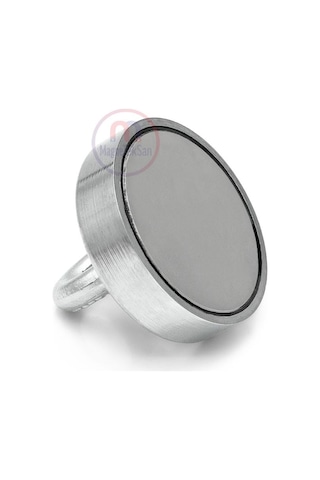 80mm Dev Deniz Mıknatısı - Fishing Magnet - Neodyum Daimi Çelik Mıknatıs - Halkalı Pot Mıknatıs - Nikel Kaplı