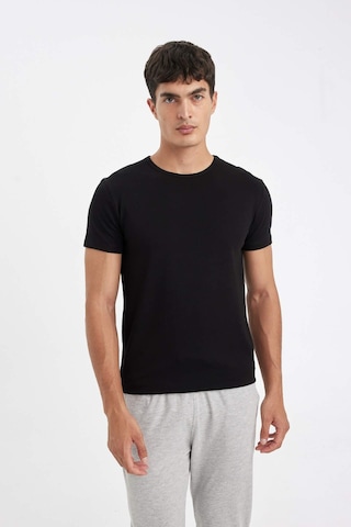 DeFacto Slim Fit Dar Kesim Bisiklet Yaka Kısa Kollu Pijama Üstü L4885AZ24WNBK27