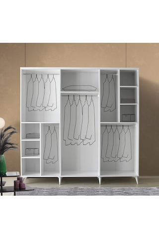 GuneyStore Sport 6 Kapaklı Komple MDF Gardırop