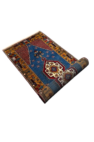El Dokuma Sıfır Yahyalı Halısı Yolluk 80x280 Mavi Kök Boya %100 Yün Halı Açık Mavi