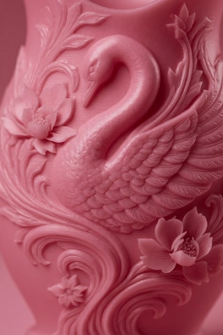 Kuğu Desenli Dekoratif Vazo 15 Cm 3d Baskılı Mat Dokulu Şık Masa Ve Raf Dekoru Pembe