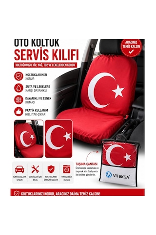 Servis Kılıfı Likralı Türk Bayrağı Kırmızı Set Çantalı 1