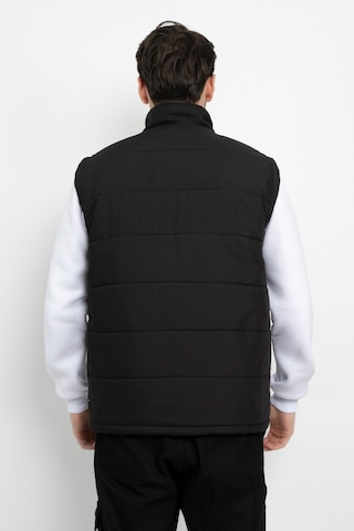 Dasüniforma Bondit İçi Polarlı Su Geçirmez Standart Fit Yelek Tam Fermuar Kışlık Unisex Yelek Siyah