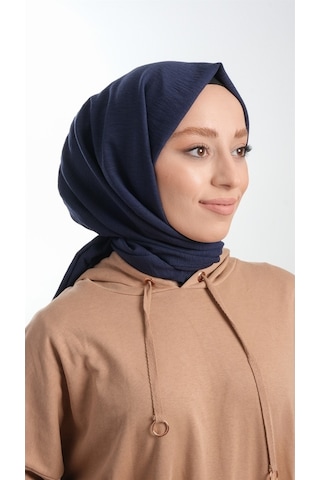 Hürrem Bone 202105_02 Pamuk Düz Klasik Caz Şal Lacivert