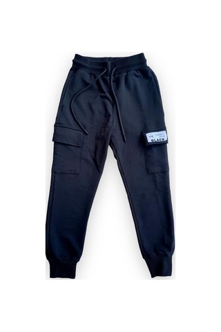 Ekkokids Çocuk Beli Paçası Lastikli Black Yazılı Eşofman Alt-13382-siyah Siyah