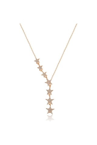 Gümüş Kayan Sıralı Yıldızlar Süzülen Yıldız Kolye Wsn61B