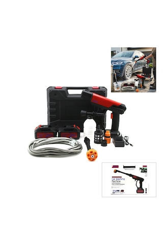 Oto - Araç Yıkama Makinesi Şarjlı - Yedek Bataryalı 135w - 19000 Rpm 12000 Mah - 21v 0.62bar A-130