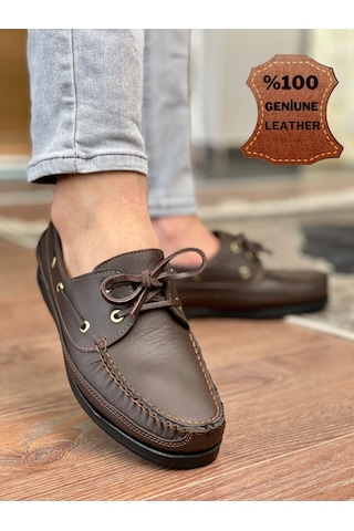 Muggo Miller Garantili Hakiki Deri Erkek Günlük Klasik Casual Ayakkabı Kahverengi