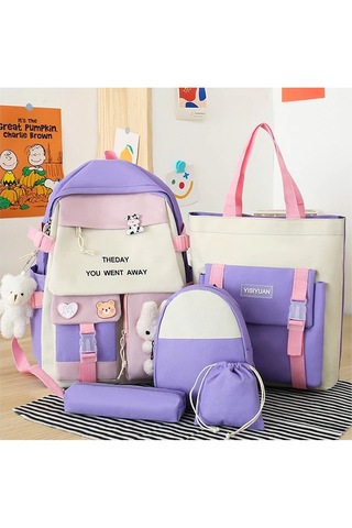 Xinxin Sevimli Kızlar Büyük Kapasiteli Mor Okul Çantası