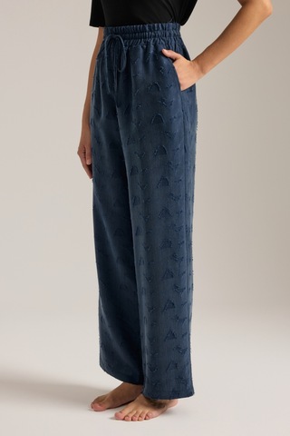Aker Lacivert Dokulu Tencel Beli Lastikli Pijama Altı Lacivert Lacivert