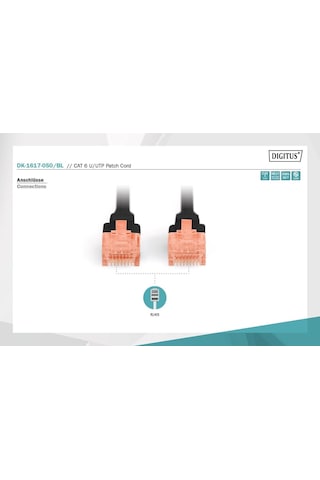 Cat 6 U-utp Bağlantı Kablosu, Bakır, Lszh Awg 26/7, Uzunluk 5 Metre Siyah