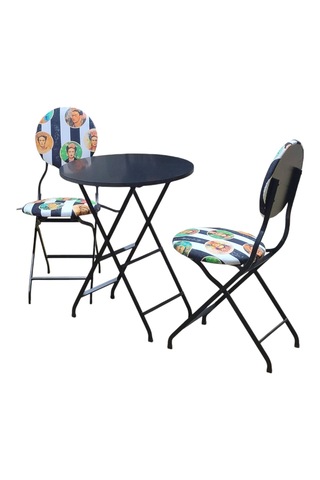 Katlanabilir Frida Desenli Metal Masa Ve Sandalye Takımı - 2 Sand