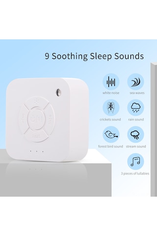 Suofeng Bebek Uyku Takviyesi Cihazı - 9 Yumuşak Ses Beyaz Gürültü, Dalgalar - 15/30/60 Dakika Zamanlama - Usb Şarjlı Mini Tasarım Beyaz