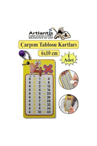 Zincirli Çarpım Tablosu 1 Adet 6x10 Cm Cep Zircirli Çarpım Tablosu Yaz Sil Özellikli Çarpım Tablosu Kartları Karne Hediyesi