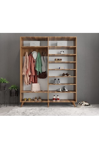 Açelya Portmanto Vestiyer Ayakkabılık Ceviz -montaj Dahil M2 140