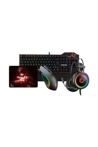 Rampage Hydra R6 Siyah Red Switch Stormy Siyah Kulaklık Makrolu Rgb Mouse + Mousepad 4lü Oyuncu Seti Diğer