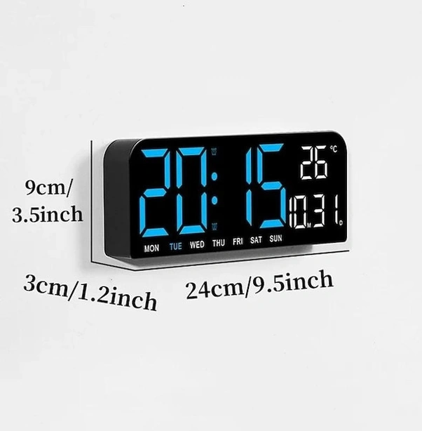 Yaleker Yeşil Led Dijital Alarm Saat - 9 İnç, Sıcaklık/tarih/hafta Günü Gösterimi, Işık Hassasiyeti, 12/24 Saat Formatı, Ev/ofis Kullanıma Uygun Yeşil