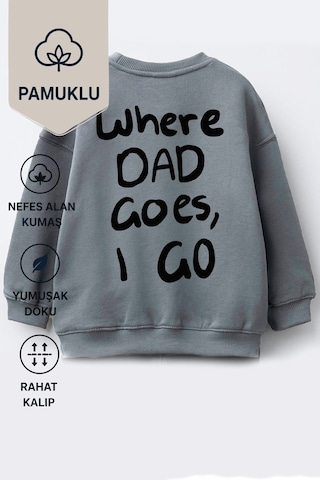 Monila Unisex Çocuk Pamuklu Bisiklet Yaka Sırt Baskılı T-shirt Antrasit