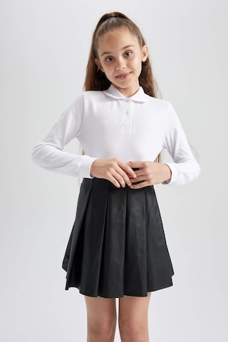 Defacto J0010a6-fw Kız Çocuk Uzun Kollu Polo Yaka T-shirt J0010A6-R1098 Beyaz