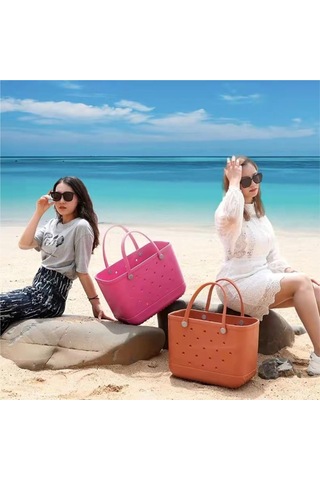 Maiyame Eva Materyal Kapasiteli Su Geçirmez Plaj Çanta - Pembe Küçük Boy 28x11x21 Cm, 410g Tek Askılı Deformasyona Dayanıklı Tasarım Gül Kırmızı