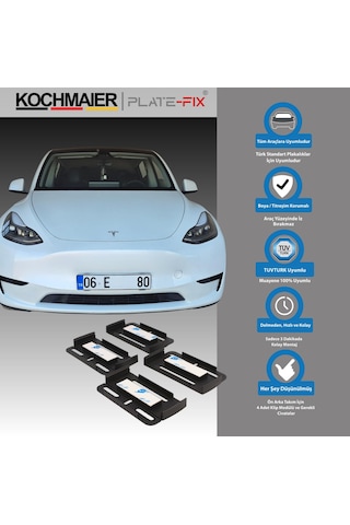 Kochmaier Plate-fix Çerçevesiz Takmatik Araç Plakalık Seti - Yeni Nesil Görünmez Plaka Altlığı, Gizli Plaka Sabitleme Aparatı 2 Adet - Set Ön Ve Arka 42221643