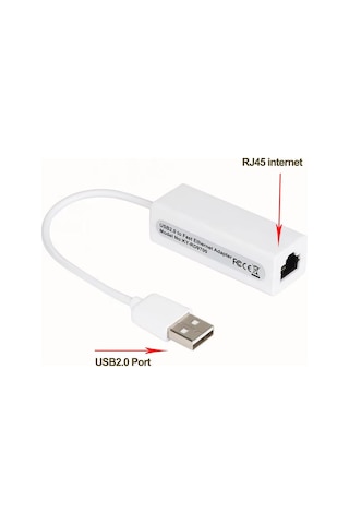 Kablolu Usb To Ethernet Çevirici, 2.0, Kurulum Gerektirmez