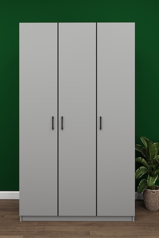 Lüks 3 Kapaklı Çok Amaçlı Yüklük Gardırop %100 Mdf Yatak Yorgan Yastık Saklama Dolabı Yk02 Kül Gri