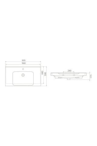 Turkuaz Seramik Cerastyle Anova Etajer Uyumlu Lavabo 100 x 50 CM
