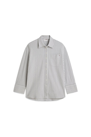 Tommy Hilfiger Pıque Strıpe Rlx Shırt Kadın Beyaz Uk Gömlek - Ww0ww47878