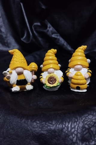 Arı Gnome 3'lü Teraryum Objesi Dekoratif Obje Süs 3'lü Set