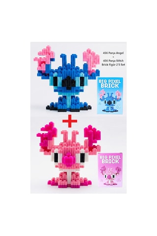 Büyük Boy Toplam 912 Parça Stitch Ve Angel 2'li 3d Yapboz Bricks Figür Yapı Oyuncağı