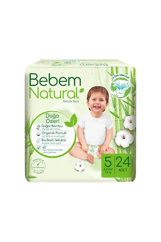Bebem Natural Bebek Bezi 5 Numara Junior Jumbo Aylık Fırsat Paket