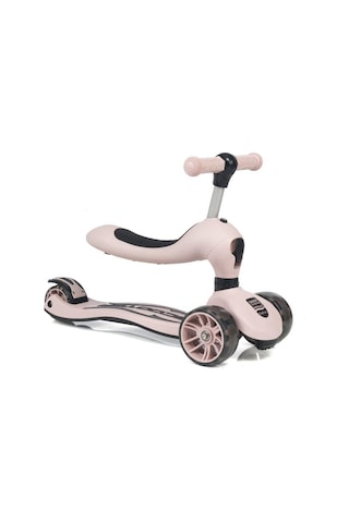 Smart Oturaklı Çocuk Scooter 3 Tekerlekli Işıklı Ledli Scooter Yükseklik Ayarlı 1-5 Yaş Açık Pembe