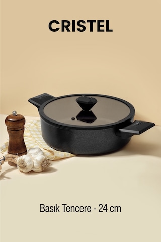 Gigilli Cristel 24 Cm Basık Tencere Siyah Siyah