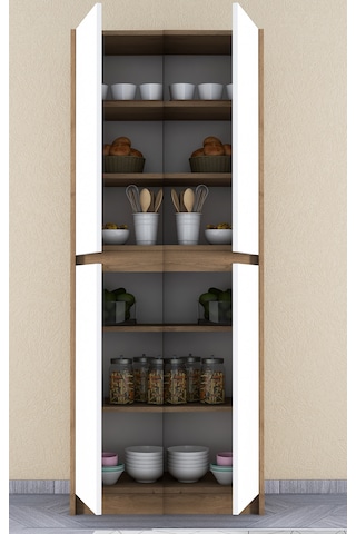 Santra Ceviz-beyaz Renkli Çok Amaçlı Kiler Dolabı,mutfak Dolabı