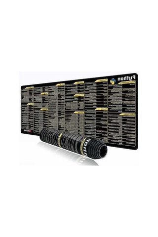 Fastbuy Python Programlama Desenli 80x30cm Mouse Pad, Tkanalı Yüzey, Anti-skayma, Dikişli Kenar, Siyah