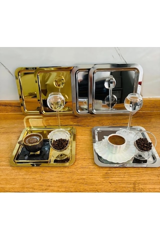 Bimote 3 Gold Kare 3 Gümüş Sunum Tepsi