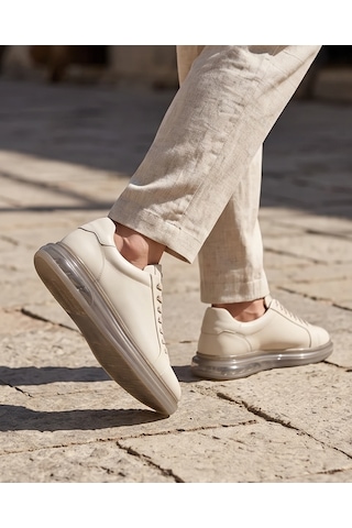 2274-zanelle Hakiki Full Duble Deri Üst Kalite Premıum Erkek Sneaker Ayakkabı Bej