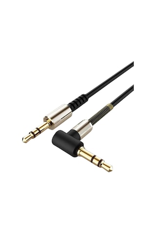 Ollevra 3.5mm Aux Kablosu Jak Erkek Erkek L Tipi 1 Metre Ses Aktarım Kablosu Aux 1 Metre Kablo