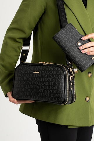 Just Polo Siyah Lüsk Premium Askılı Çantası Ve Cüzdanlı Çapraz Askılı Çanta Seti Siyah Kombin