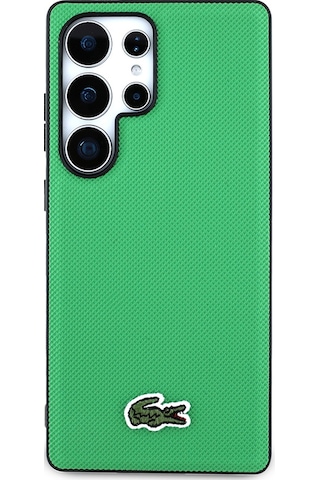 Galaxy Uyumlu S25 Ultra Kılıf Lacoste Lisanslı Pu Pike Desenli İkonik Timsah Dokuma Logolu Kapak Yeşil