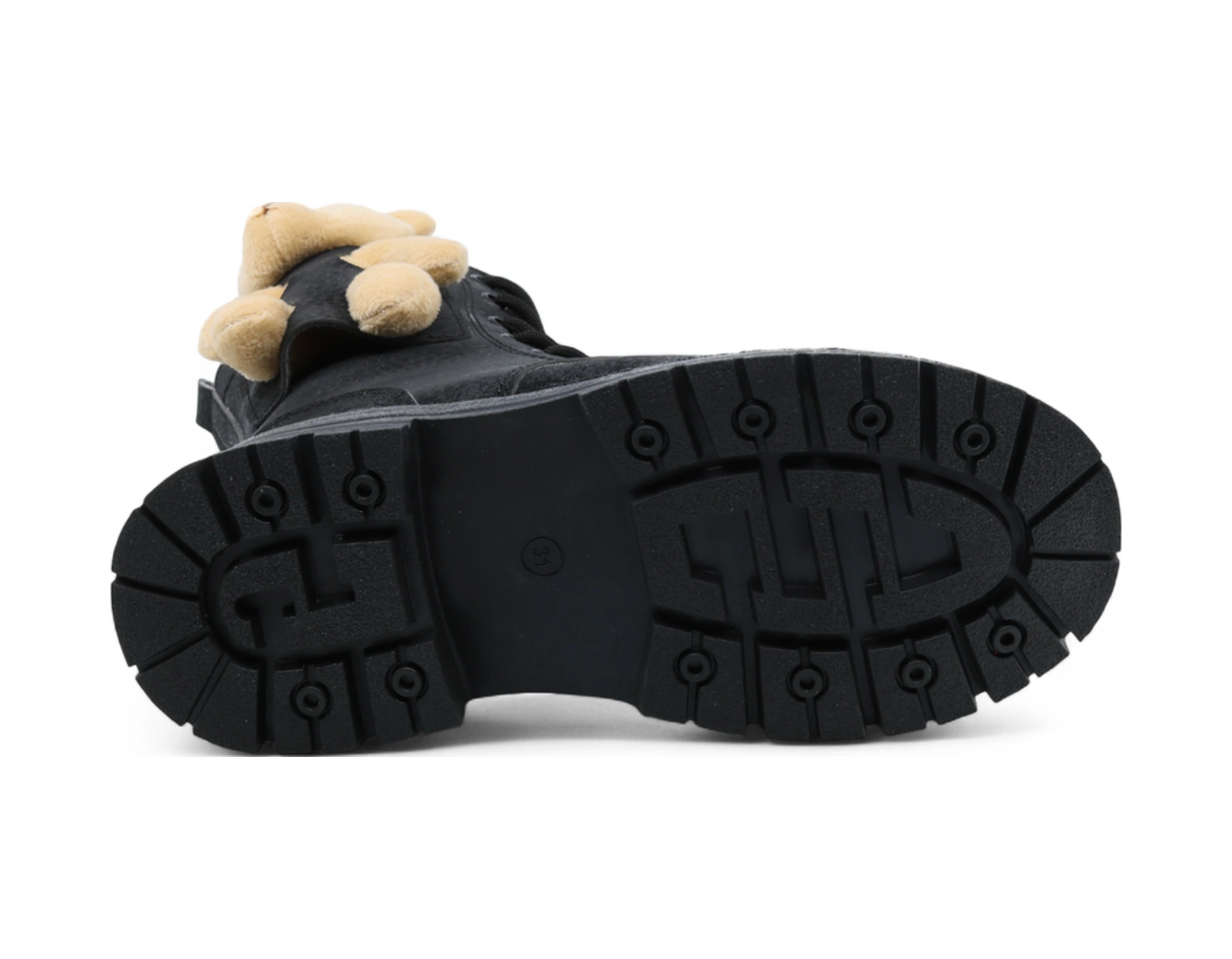 Khayt Neom Su Ve Soğuk Dayanıklı Ortopedik Kaymaz Taban Ayıcık Aksesuarlı Fermuarlı Kışlık Çocuk Bot Siyah