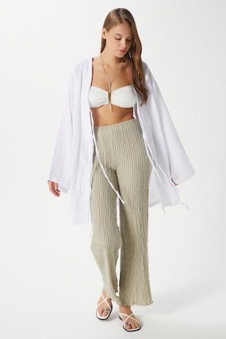 Ritnice Kadın Sandra %100 Pamuk Müslin Bağcıklı Beyaz Kimono Beyaz