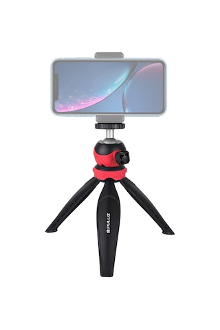 Sones Puluz 20cm Cep Plastik Tripod Montajı 360 Derece Küre Başlı Akıllı Telefonlar, Gopro, Dslr Kameralar İçin Kırmızı