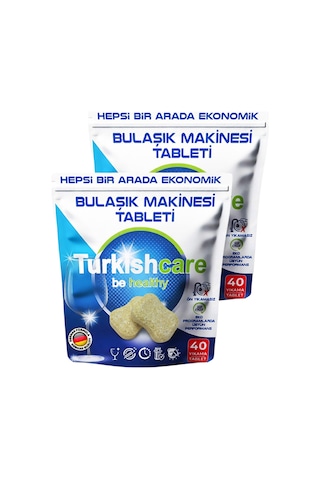 Turkishcare 2 Paket Premium Ekonomik Bulaşık Deterjanı 80 Tablet